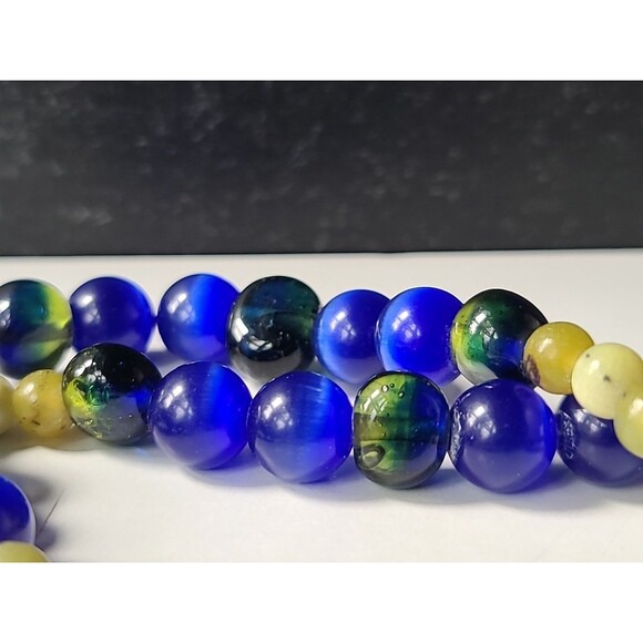 925 Sterling Silver Clasp Serpentine & Glass Beaded Necklace Vintage - Picture 4 of 10